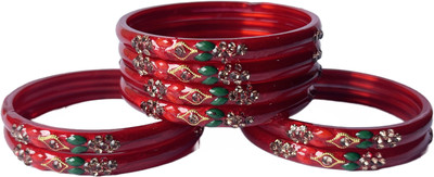 Karaavi Glass Crystal Enamel Bangle Set(Pack of 8)