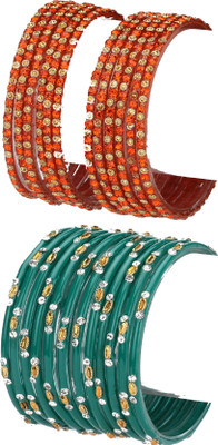 1st Time Glass Beads, Crystal Enamel Bangle Set(Pack of 10)