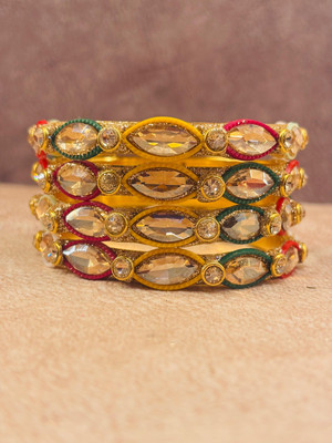 Crazy art gallery Resin Zircon Gold-plated Bangle Set(Pack of 4)