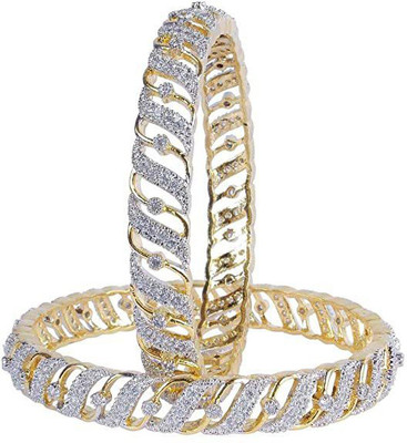 Terraband Alloy Cubic Zirconia Gold-plated Bangle Set(Pack of 2)