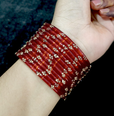 Shahi Pehnawa Glass Rhinestone Bangle Set(Pack of 12)