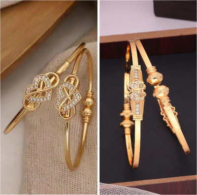 Sangria Brass Diamond Gold-plated Bangle(Pack of 2)