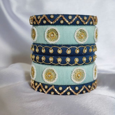 MAHADEV Plastic Moonstone Silver Coated Bangle(Pack of 6)