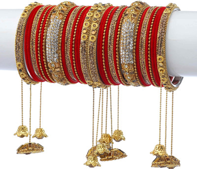 ZINEKA Metal Gold-plated Bangle Set(Pack of 34)