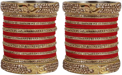 Terraband Alloy Crystal Bangle Set(Pack of 10)