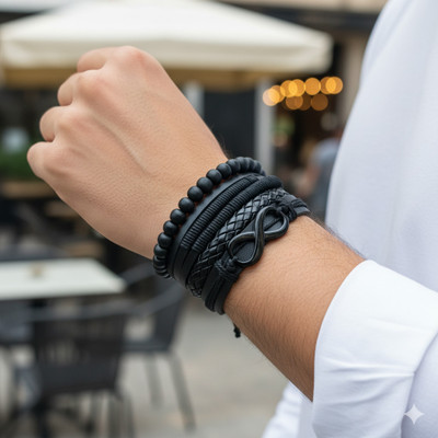 University Trendz Leather Charm Bracelet(Pack of 4)