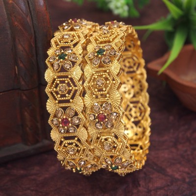 SGA FASHION Alloy Beads Gold-plated Bangle Set(Pack of 2)