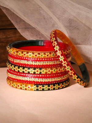 RUBANS Alloy Enamel Bangle Set(Pack of 6)