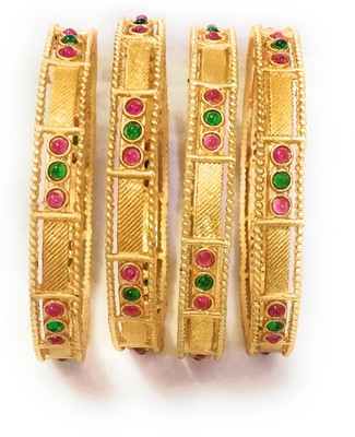 Santosh Jewels Metal Gold-plated Bangle Set(Pack of 4)