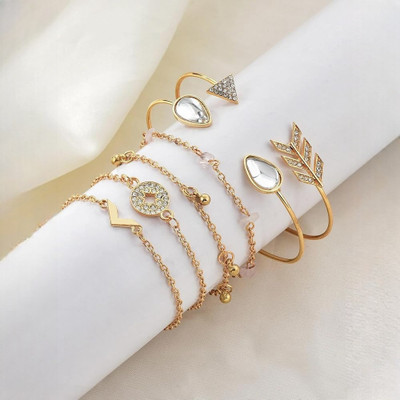 TVI Alloy Cubic Zirconia Gold-plated Bangle Set(Pack of 6)