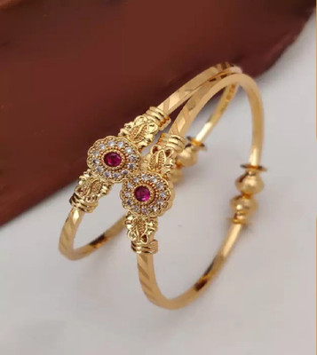 HEER HENI Alloy Cubic Zirconia Gold-plated Bangle(Pack of 2)