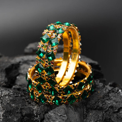 Mamon Creations Alloy Gold-plated Bangle Set(Pack of 4)