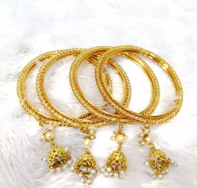 Terraband Alloy Crystal Gold-plated Bangle(Pack of 4)