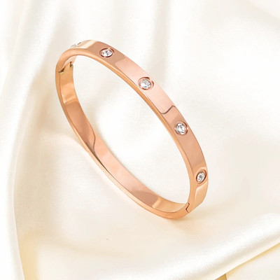 Dressberry Metal, Stone, Alloy, Stainless Steel Cubic Zirconia, Diamond, Crystal Gold-plated Bracelet