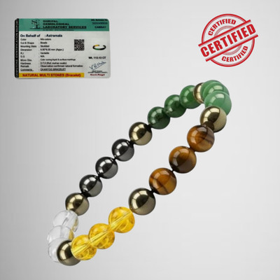 UBRONIK Pyrite, Green Aventurine, Tiger's Eye, Citrine, Clear Quartz Crystal Bracelet