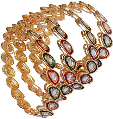 DENICRAAS Copper, Alloy Diamond Gold-plated Bangle Set(Pack of 2)