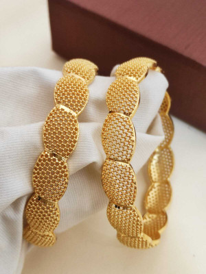 Kriva Trading Alloy Gold-plated Bangle Set(Pack of 2)