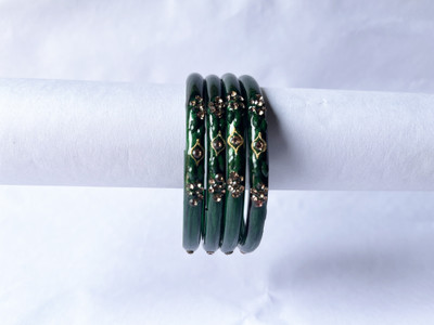 Karaavi Glass Crystal Enamel Bangle Set(Pack of 4)