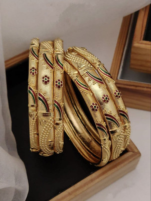 Univers Fashion Trends Brass Agate Gold-plated Bangle Set(Pack of 6)