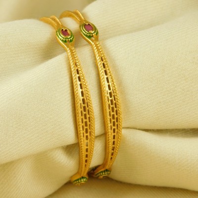 PRETTY THINGS Brass Gold-plated Bracelet Set(Pack of 2)