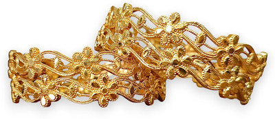 ACCESSHER Brass Bangle Set(Pack of 4)