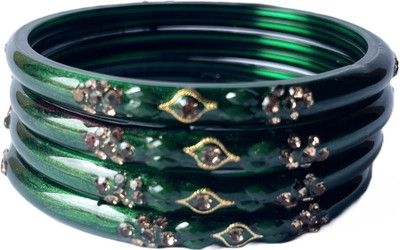 Karaavi Glass Crystal Enamel Bangle Set(Pack of 4)