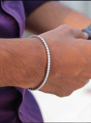 suvarn palace Stainless Steel Zircon Sterling Silver Bracelet