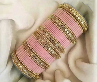 Ha Meem Metal, Alloy Gold-plated Bangle Set(Pack of 10)
