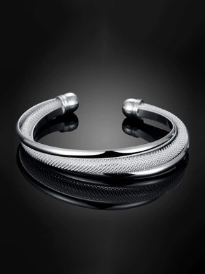 Saizen Stainless Steel Sterling Silver Cuff