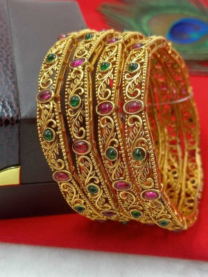 SGA FASHION Alloy Beads Gold-plated Bangle Set(Pack of 4)