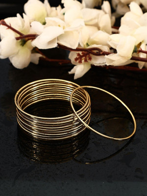 STYYLO FASHION Brass Cubic Zirconia Gold-plated Bangle Set(Pack of 10)