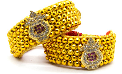 VIVA VIRAL Copper, Alloy Crystal Gold-plated Bangle Set(Pack of 2)