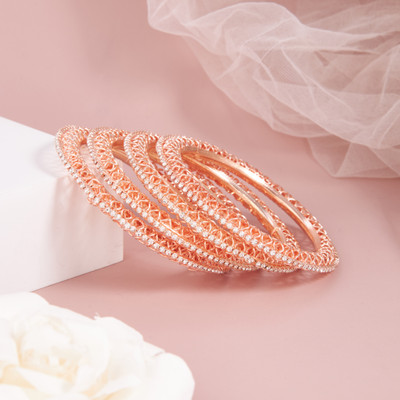GC PREMIUM JEWELLERY Brass Cubic Zirconia Gold-plated Bangle Set