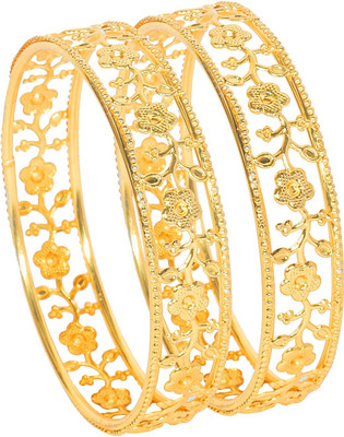 Shining Jewel Brass Gold-plated Bangle Set(Pack of 2)