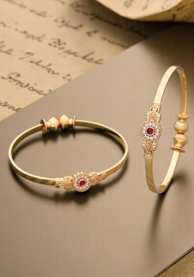 Hetshree Brass Diamond Gold-plated Bangle Set