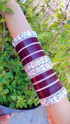 Anaya Metal, Plastic Cubic Zirconia Chudas(Pack of 24)