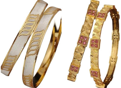 NirjaFAshion Brass Gold-plated Bracelet(Pack of 2)