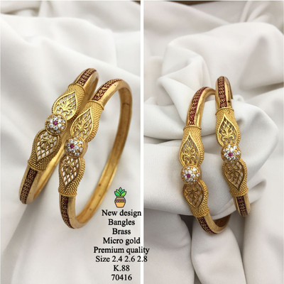 URVSSTORE Brass Diamond Gold-plated Bangle Set