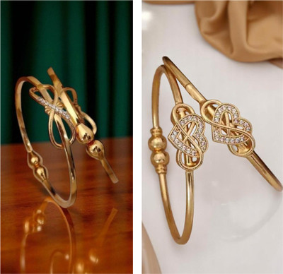 Hetshree Brass Diamond Gold-plated Bangle Set(Pack of 4)