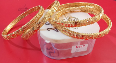 DeviCollections Metal Gold-plated Bangle Set(Pack of 4)