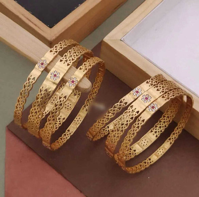 Primectrla Fab Plastic Diamond Gold-plated Bangle Set(Pack of 6)