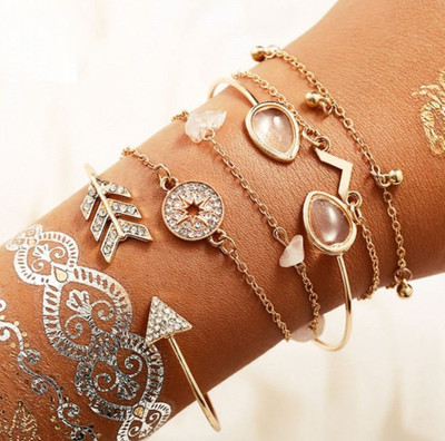 TVI Alloy Cubic Zirconia Gold-plated Bracelet Set(Pack of 6)