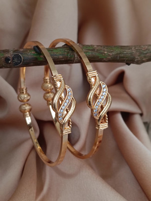 Parisal Brass Diamond Gold-plated Bangle