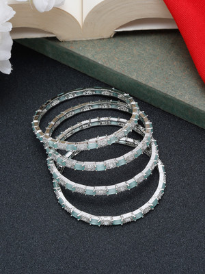 YouBella Alloy Silver Bangle Set(Pack of 4)