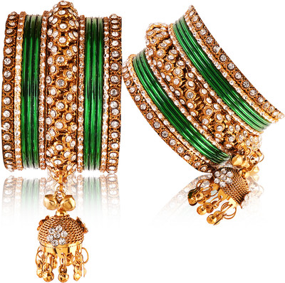 Rupika Brass Cubic Zirconia Brass Bangle Set(Pack of 10)
