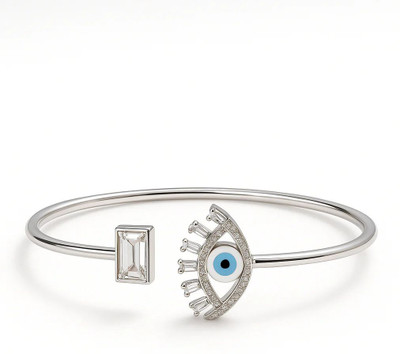 Pahel The silver that shines Sterling Silver Cubic Zirconia Silver Coated Kada