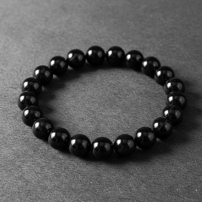 Uroo Enterprise Stone, Crystal, Black Obsidian Agate, Crystal, Quartz Bracelet