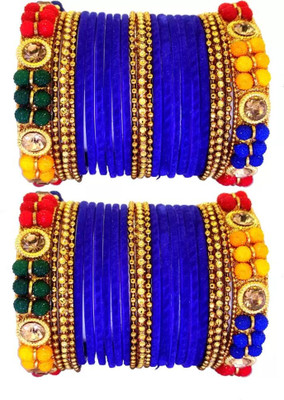 RADHA MOHAN EMPIRE Fabric, Glass Bangle Set(Pack of 46)