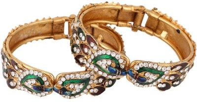 JEWELS GURU Brass Cubic Zirconia Gold-plated Kada(Pack of 2)