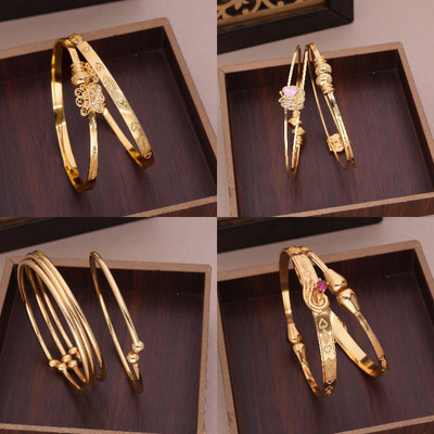 ANOUK Brass Diamond Gold-plated Bangle Set(Pack of 4)